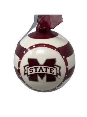Mississippi State University Maroon and White Ceramic Ornament